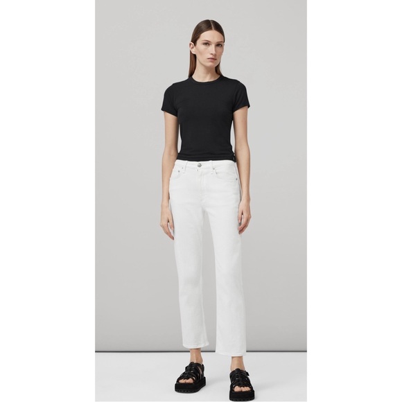 Rag & Bone Harlow Mid Rise Straight Leg Jeans Optic White 30 Ankle Stretch - Picture 1 of 8
